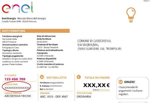 Esempio bolletta